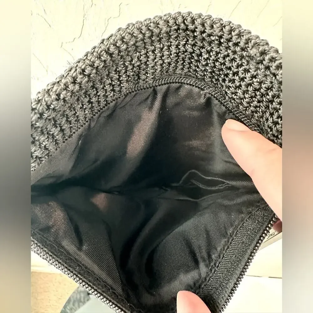 THE SAK Black Crochet Crossbody Bag Y2K Boho Minimalist Zip Purse